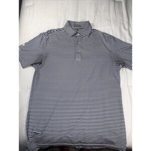 Peter Millar Polo Shirt Mens Small Blue‎ Stripe Summer Comfort Golf Performance